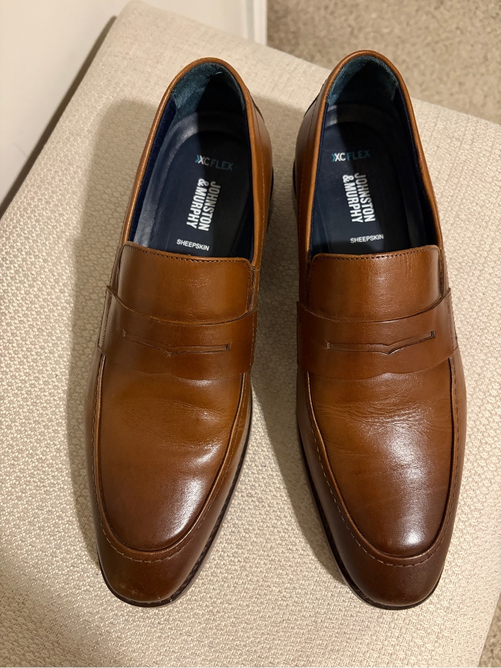 Johnston & Murphy XC4 Brown Leather Penny Loafers 8.5